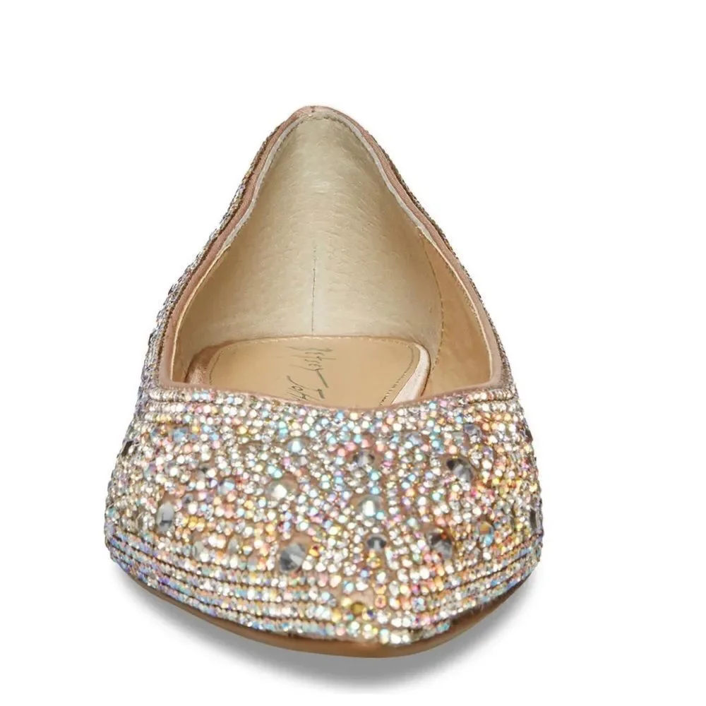 BETSEY JOHNSON Rhinestone Crystal Pavé Pointed Toe Flat, SPARKLE, Size 8.5, NWOT